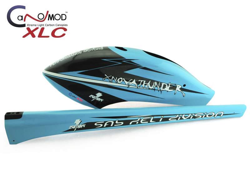 Cyan blue xnova (carbon canopy +tail boom) Goblin Black Thunder